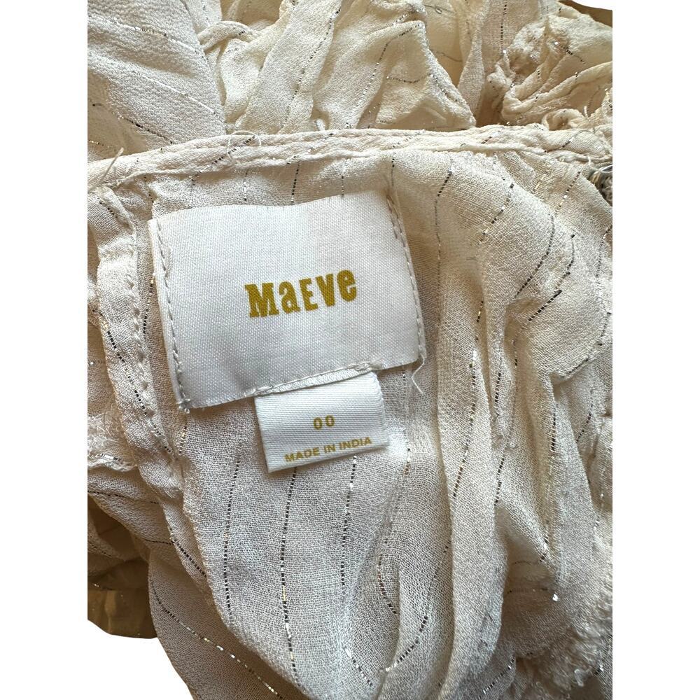Anthropologie Maeve Cream Ruffle and Metallic Pinstripe Romantic Tunic - Size 00 - Picture 7 of 7